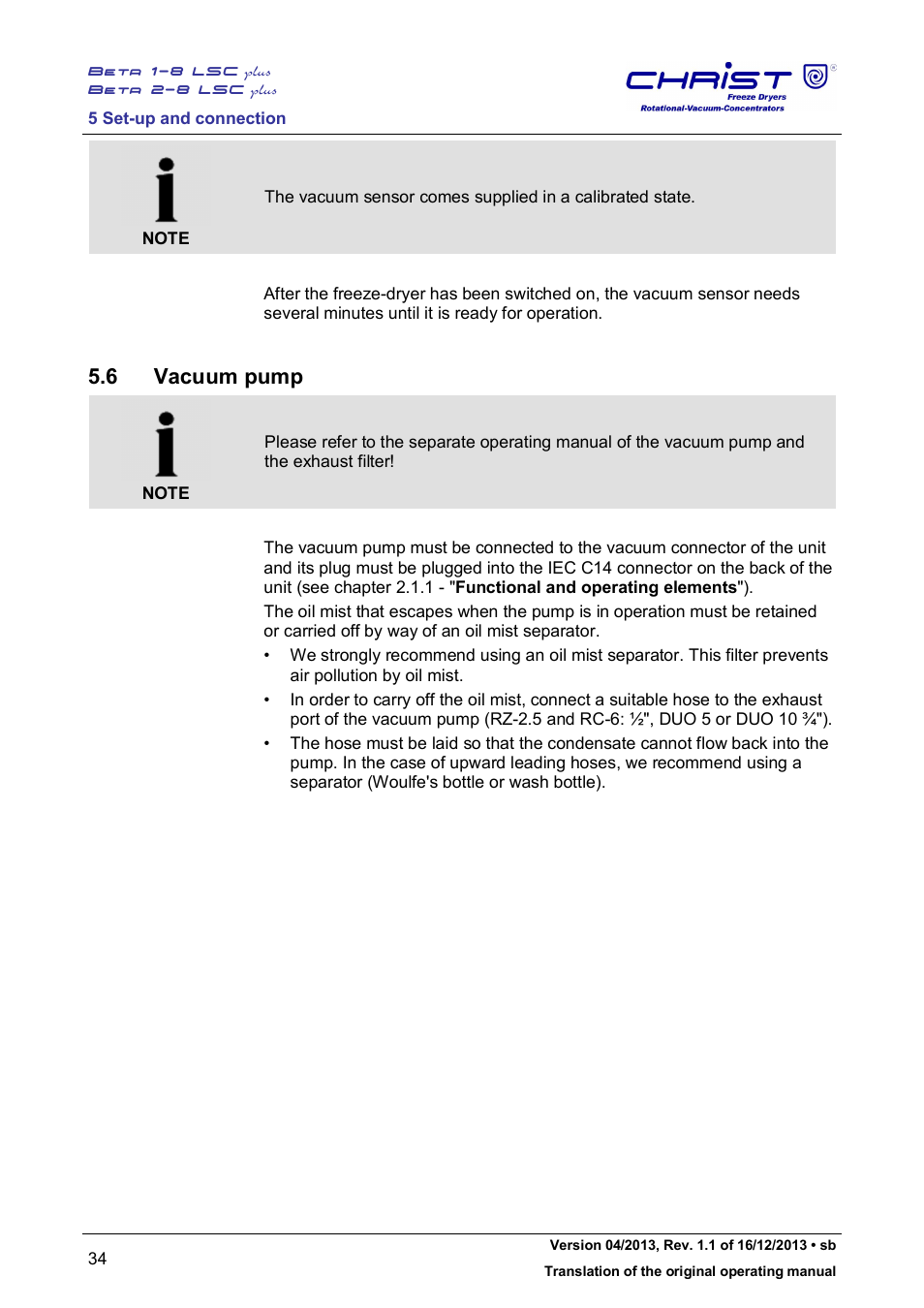 6 vacuum pump | Martin Christ Beta 2-8 LSCplus User Manual | Page 34 / 121