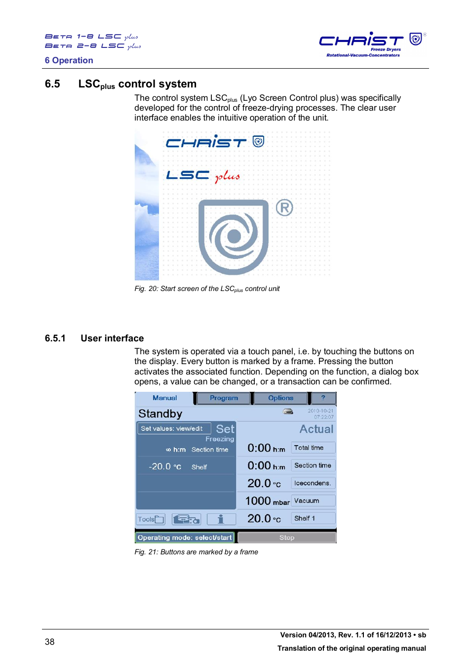 5 lsc, Control system, 1 user interface | Martin Christ Beta 2-8 LSCplus User Manual | Page 38 / 121