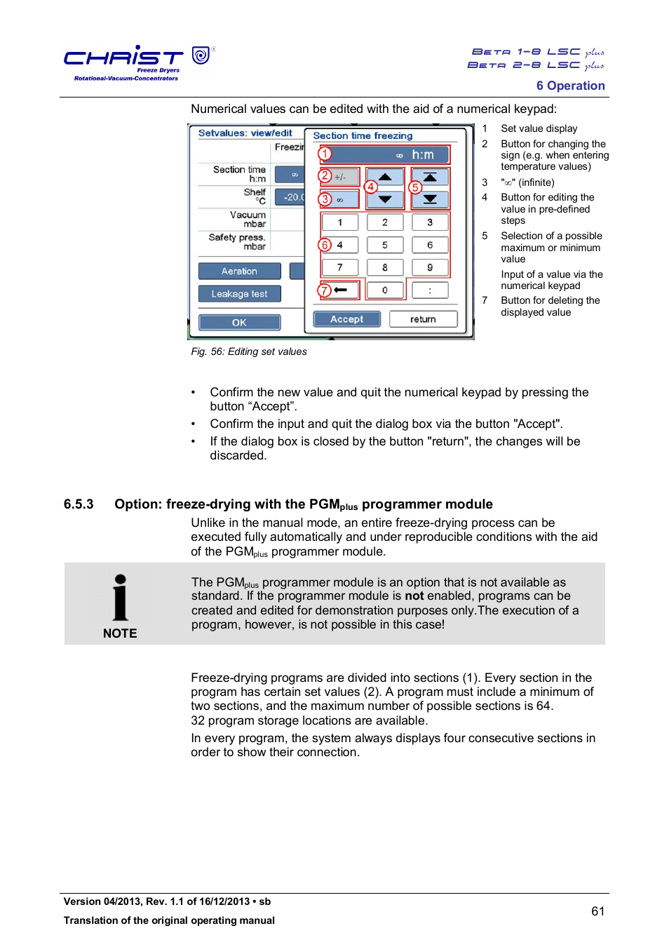 3 option: freeze-drying with the pgm, Programmer module | Martin Christ Beta 2-8 LSCplus User Manual | Page 61 / 121