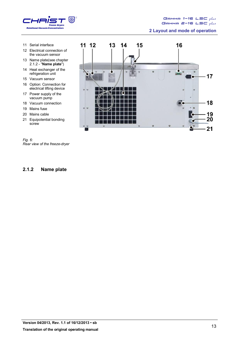 2 name plate | Martin Christ Gamma 2-16 LSCplus User Manual | Page 13 / 121