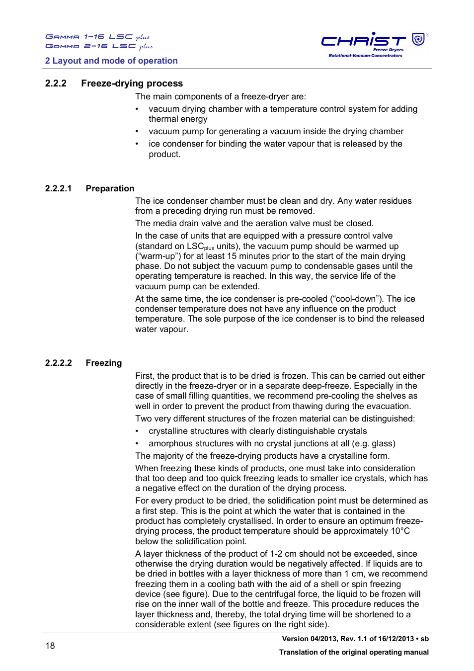 2 freeze-drying process | Martin Christ Gamma 2-16 LSCplus User Manual | Page 18 / 121