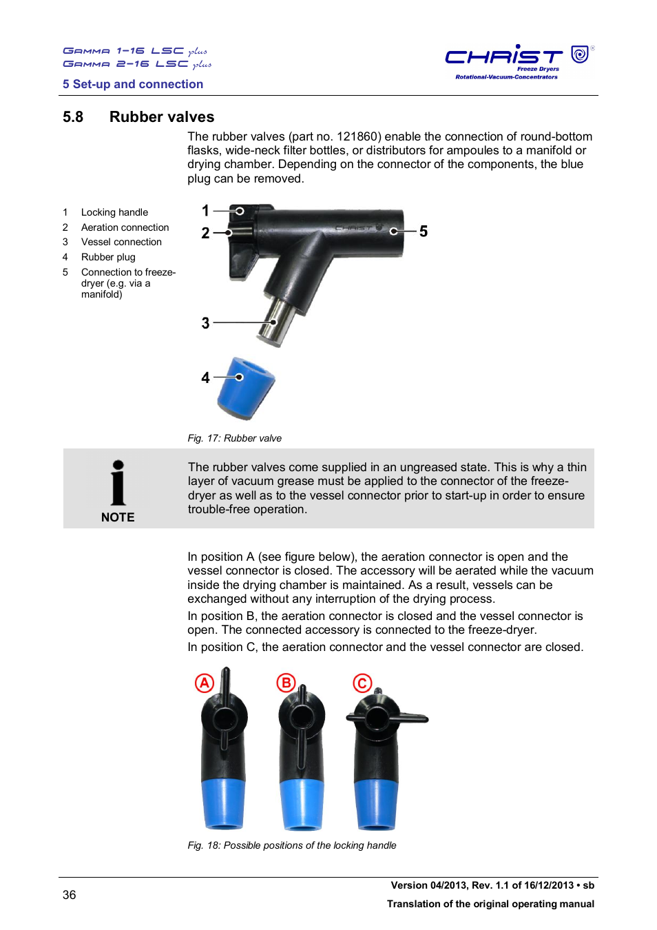 8 rubber valves | Martin Christ Gamma 2-16 LSCplus User Manual | Page 36 / 121