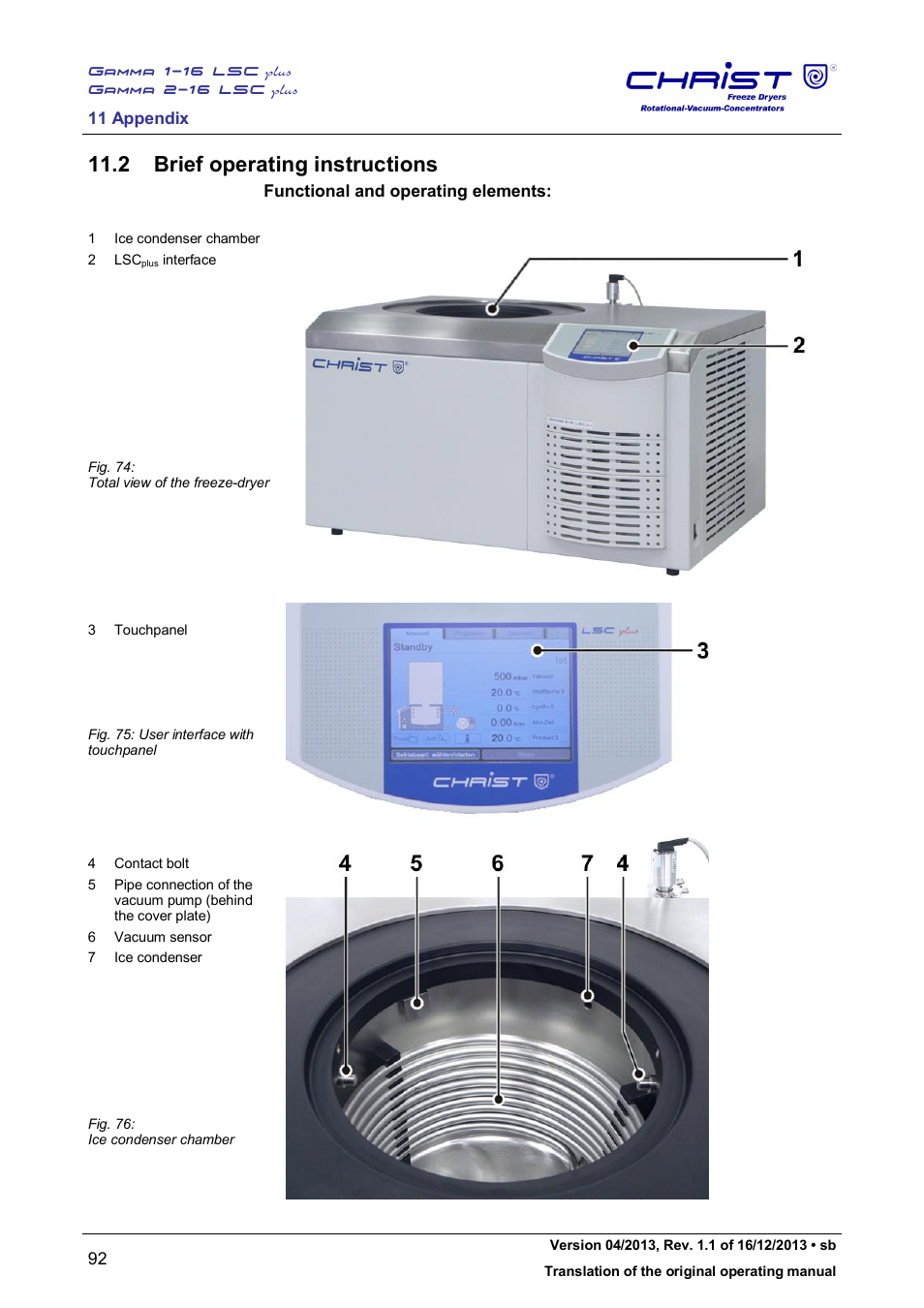 2 brief operating instructions | Martin Christ Gamma 2-16 LSCplus User Manual | Page 92 / 121