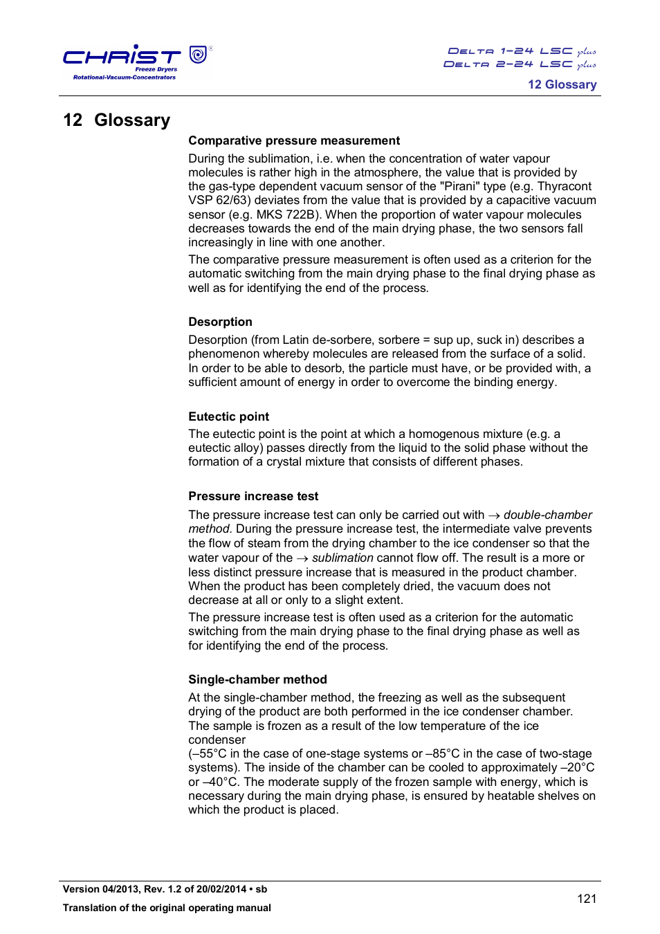 12 glossary | Martin Christ Delta 2-24 LSCplus User Manual | Page 121 / 127