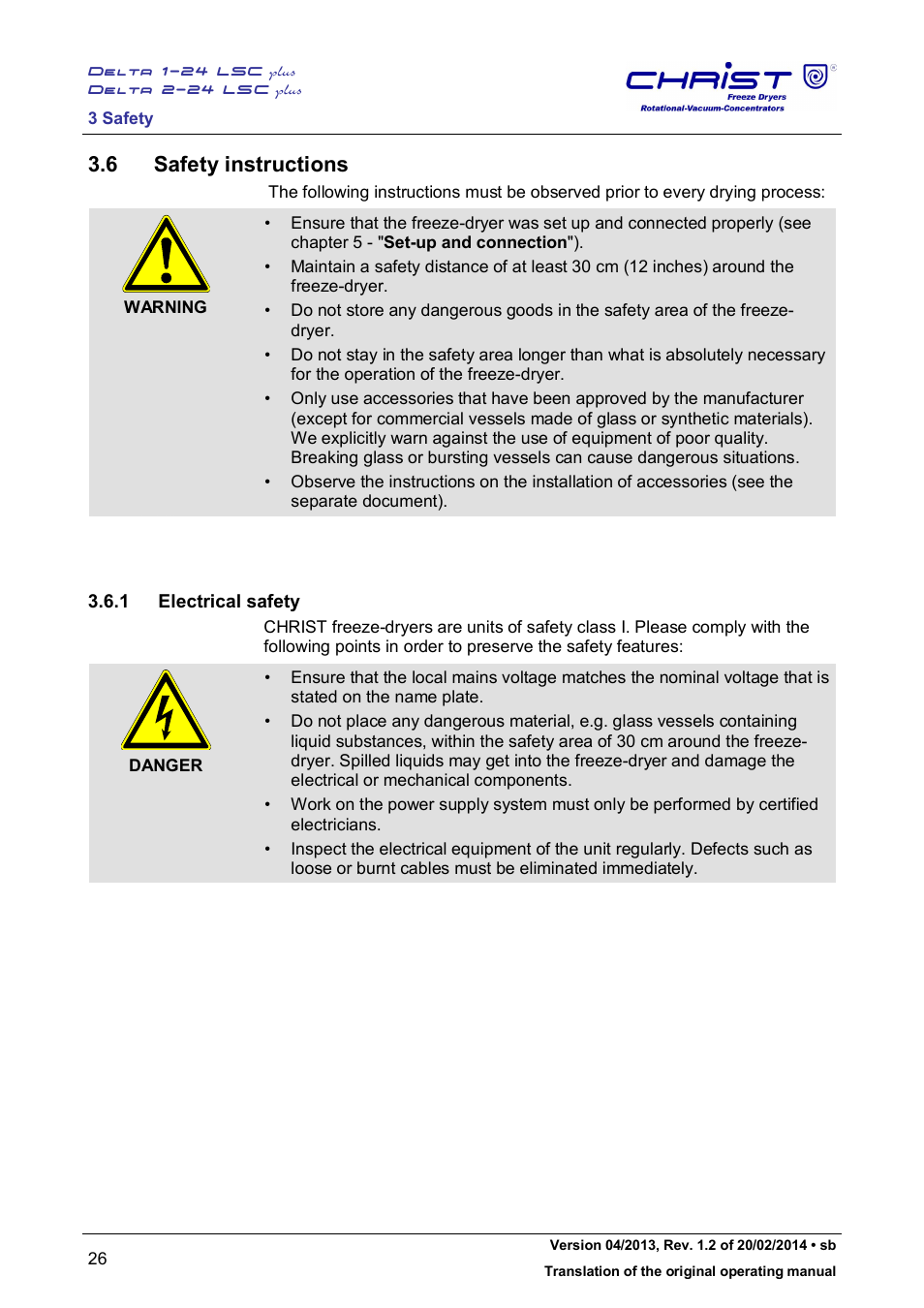 6 safety instructions | Martin Christ Delta 2-24 LSCplus User Manual | Page 26 / 127