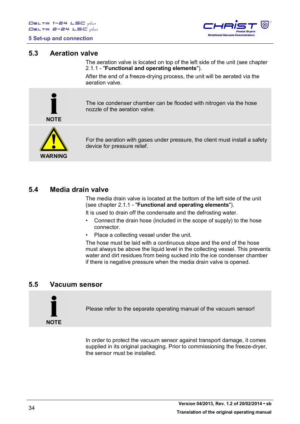 3 aeration valve, 4 media drain valve, 5 vacuum sensor | Martin Christ Delta 2-24 LSCplus User Manual | Page 34 / 127