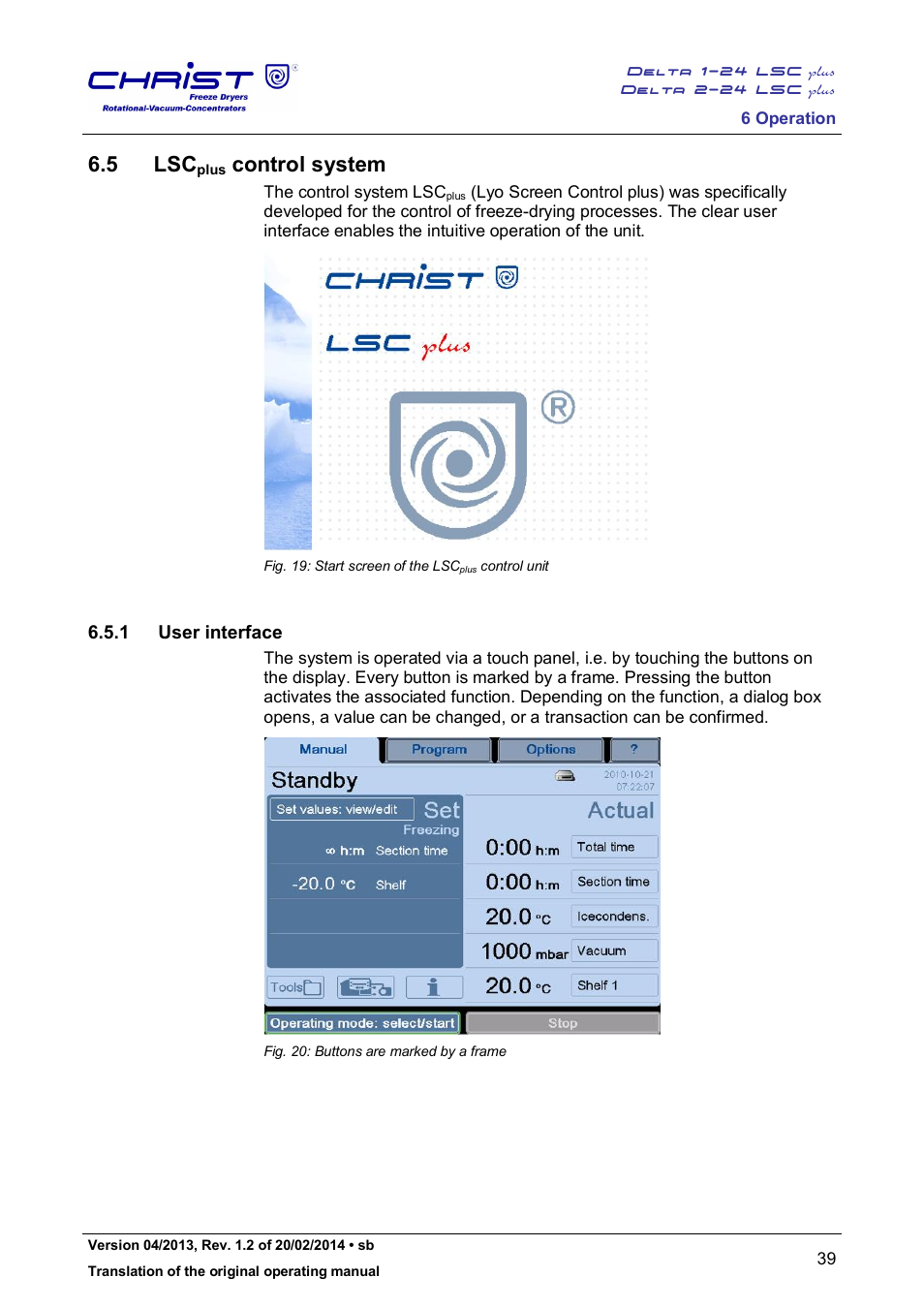 5 lsc, Control system, 1 user interface | Martin Christ Delta 2-24 LSCplus User Manual | Page 39 / 127