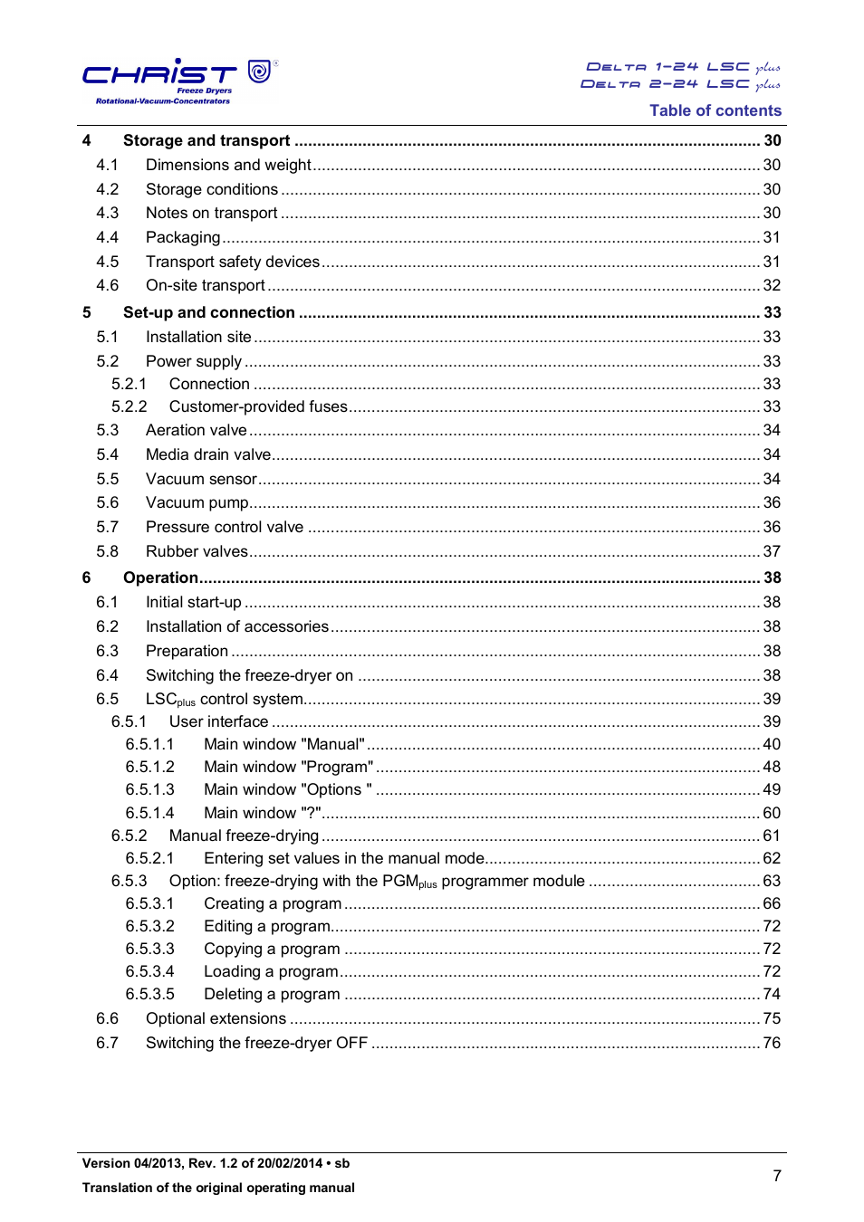 Martin Christ Delta 2-24 LSCplus User Manual | Page 7 / 127
