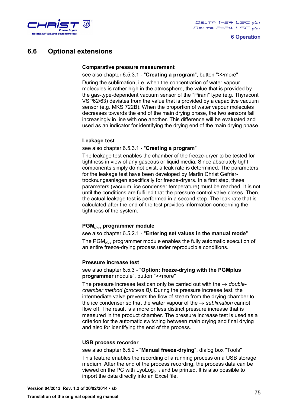 6 optional extensions | Martin Christ Delta 2-24 LSCplus User Manual | Page 75 / 127