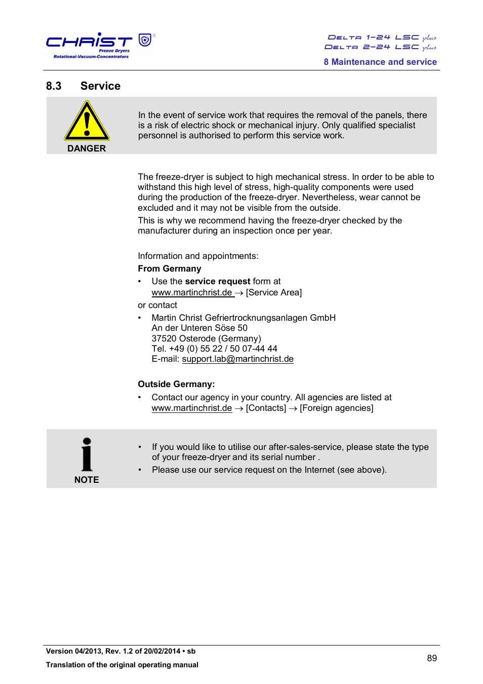 3 service | Martin Christ Delta 2-24 LSCplus User Manual | Page 89 / 127