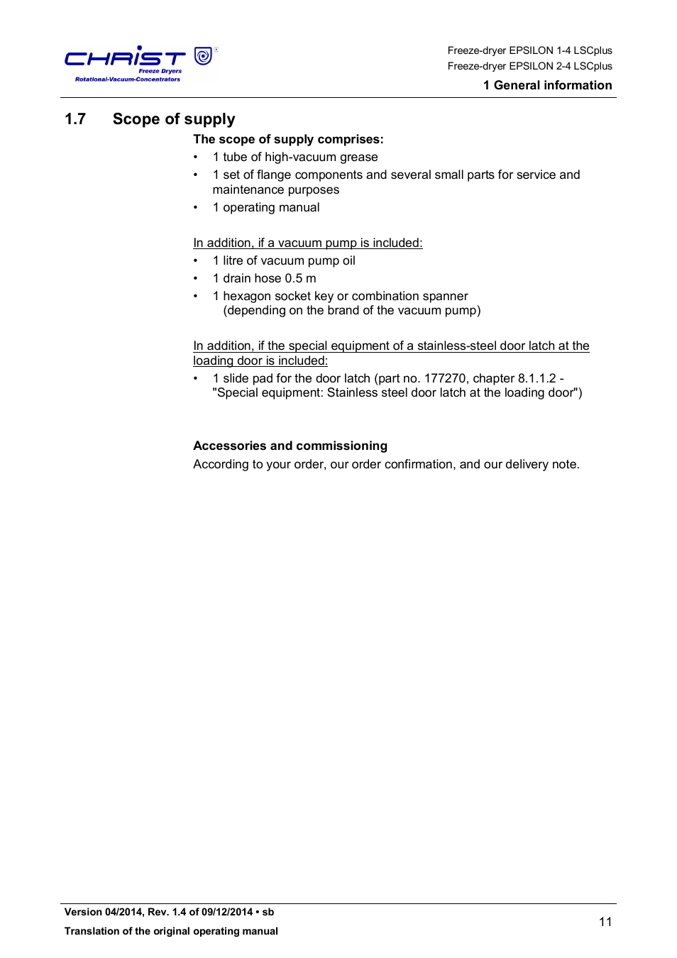 7 scope of supply | Martin Christ Epsilon 2-4 LSCplus User Manual | Page 11 / 131