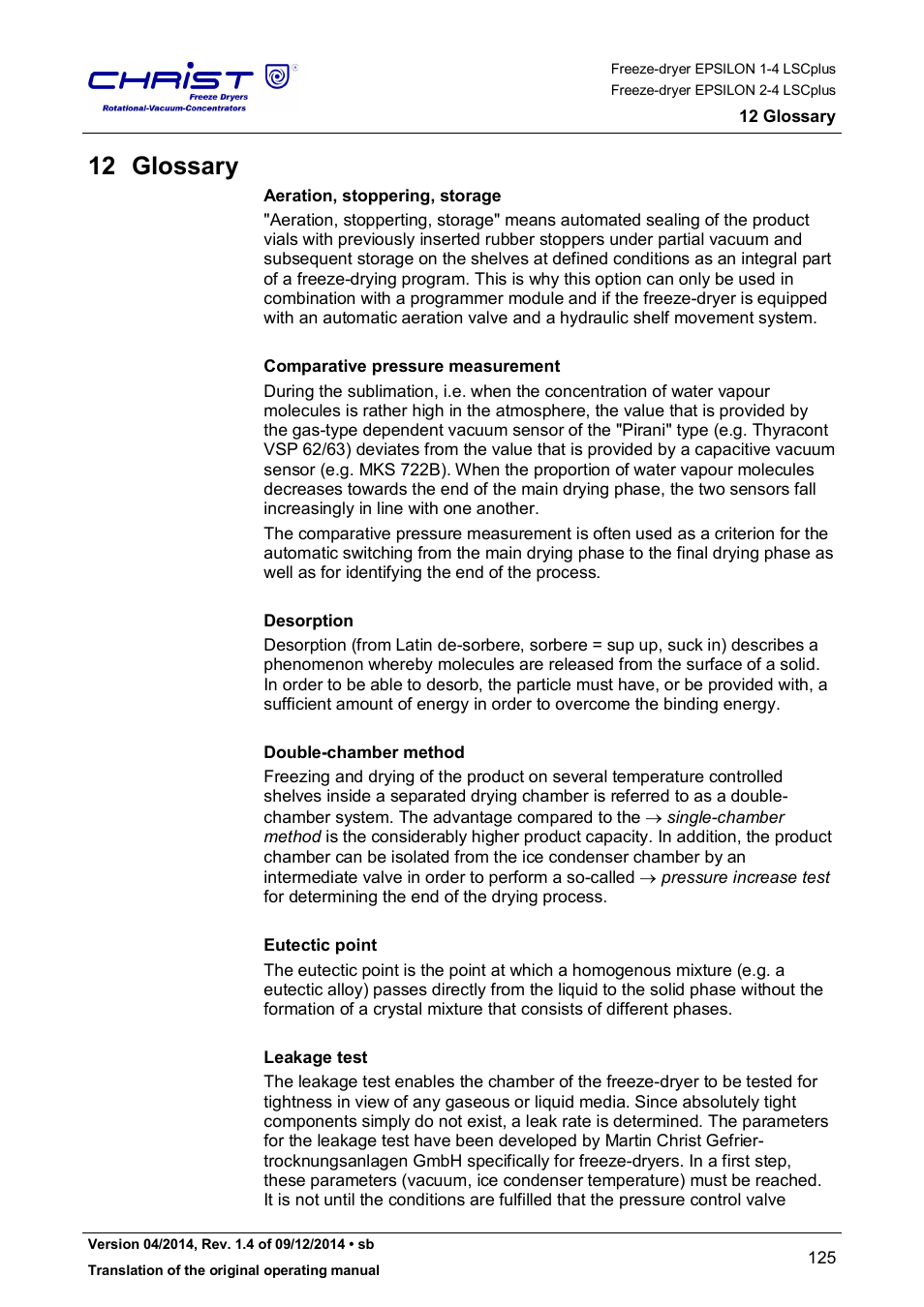 12 glossary | Martin Christ Epsilon 2-4 LSCplus User Manual | Page 125 / 131