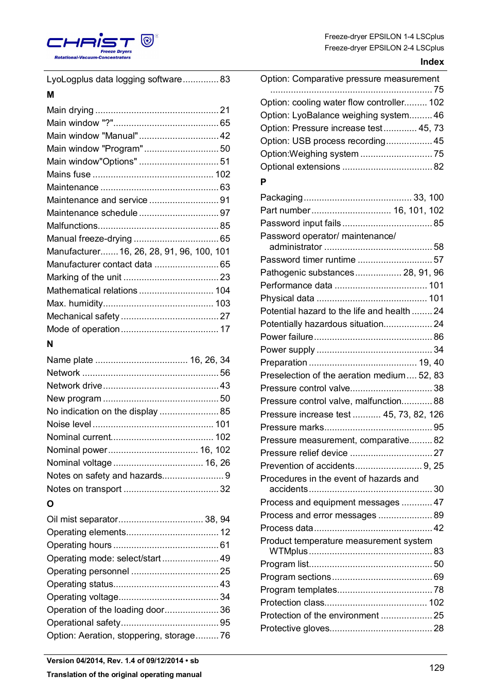 Martin Christ Epsilon 2-4 LSCplus User Manual | Page 129 / 131