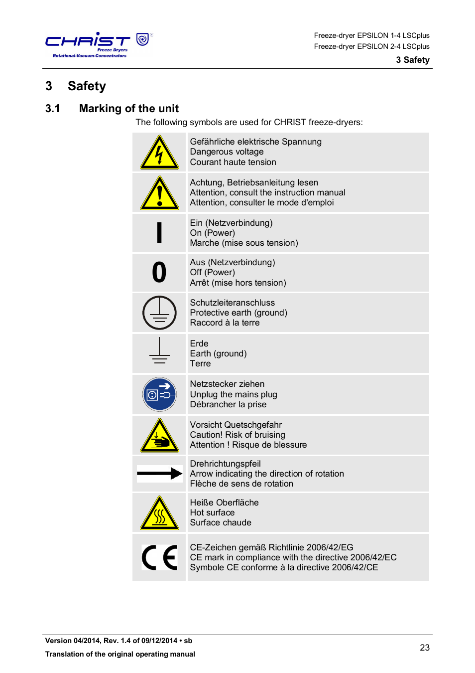 3 safety, 1 marking of the unit | Martin Christ Epsilon 2-4 LSCplus User Manual | Page 23 / 131