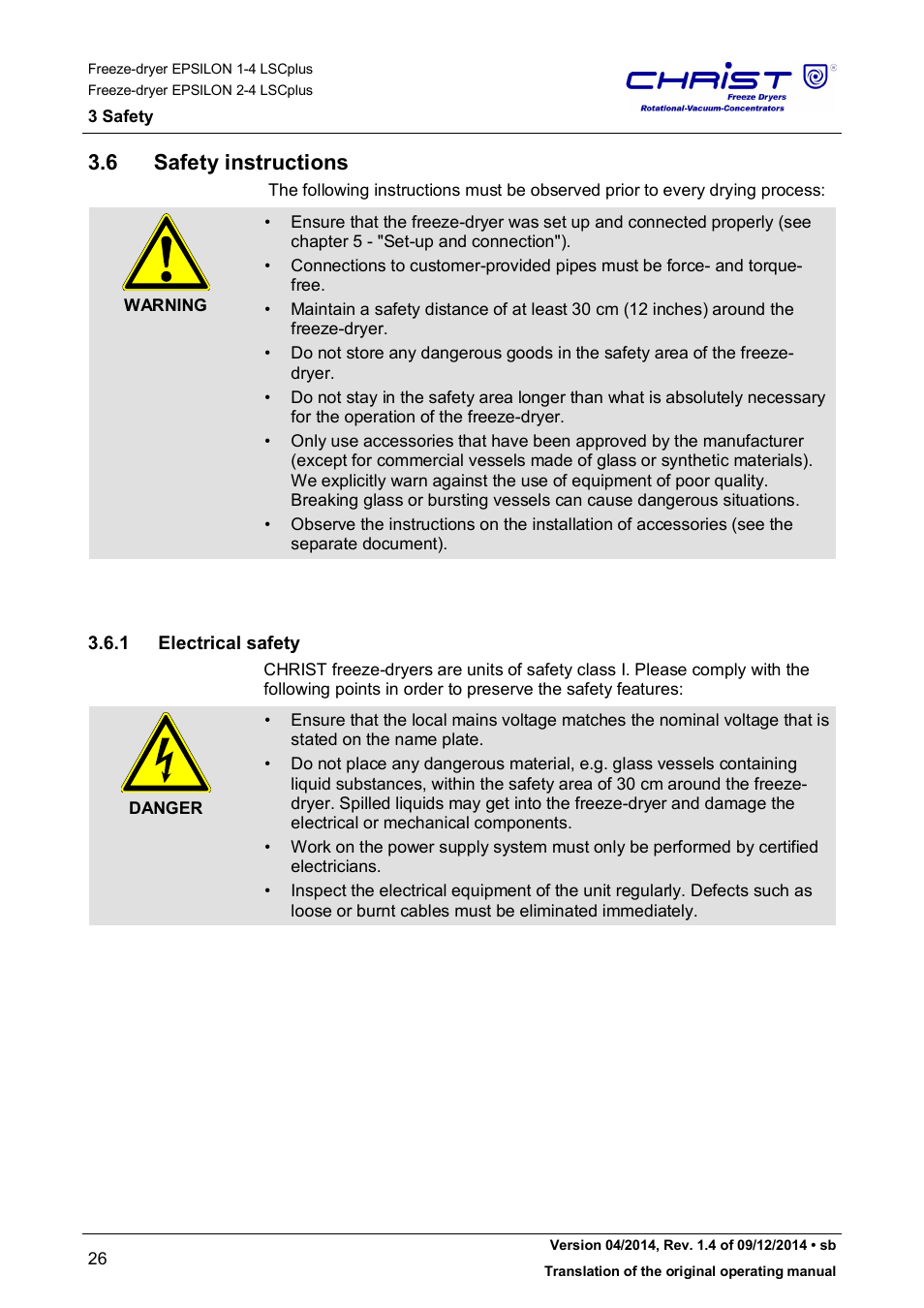 6 safety instructions | Martin Christ Epsilon 2-4 LSCplus User Manual | Page 26 / 131