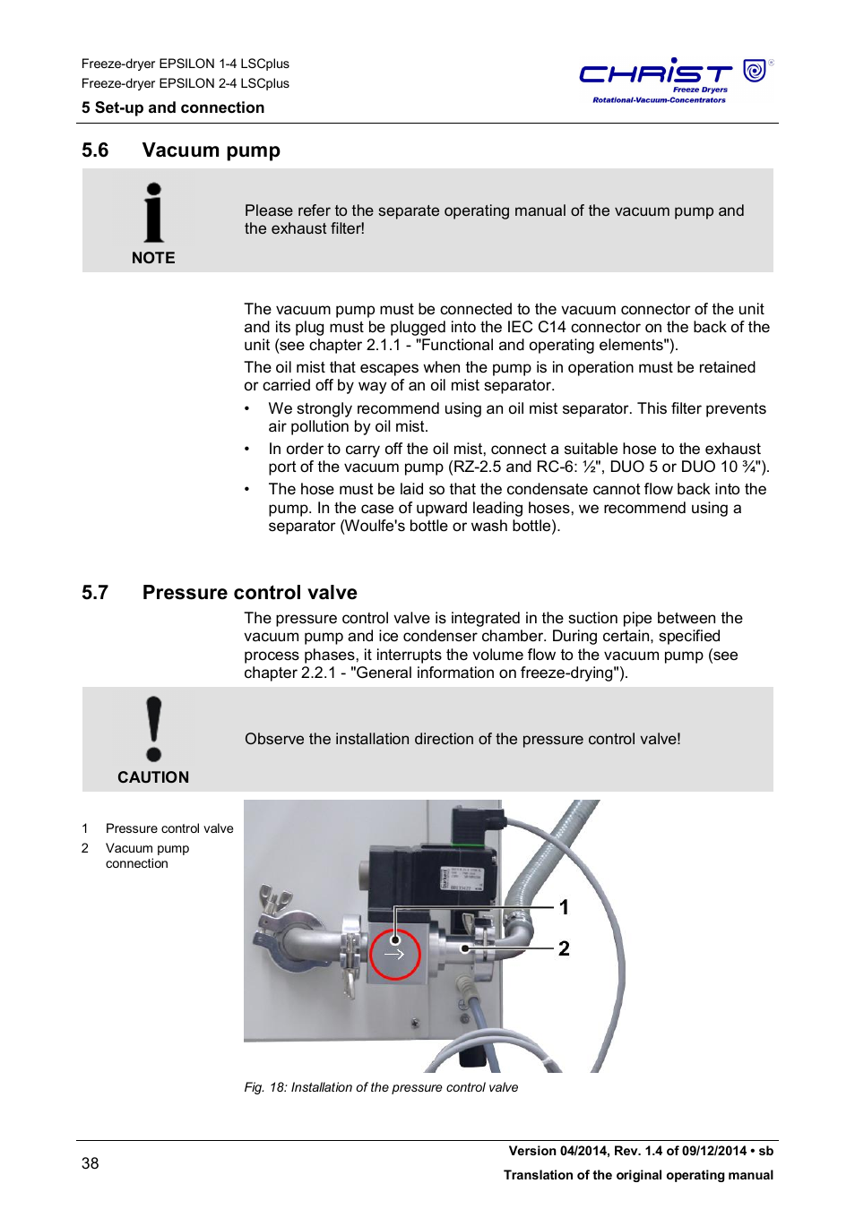 6 vacuum pump, 7 pressure control valve | Martin Christ Epsilon 2-4 LSCplus User Manual | Page 38 / 131