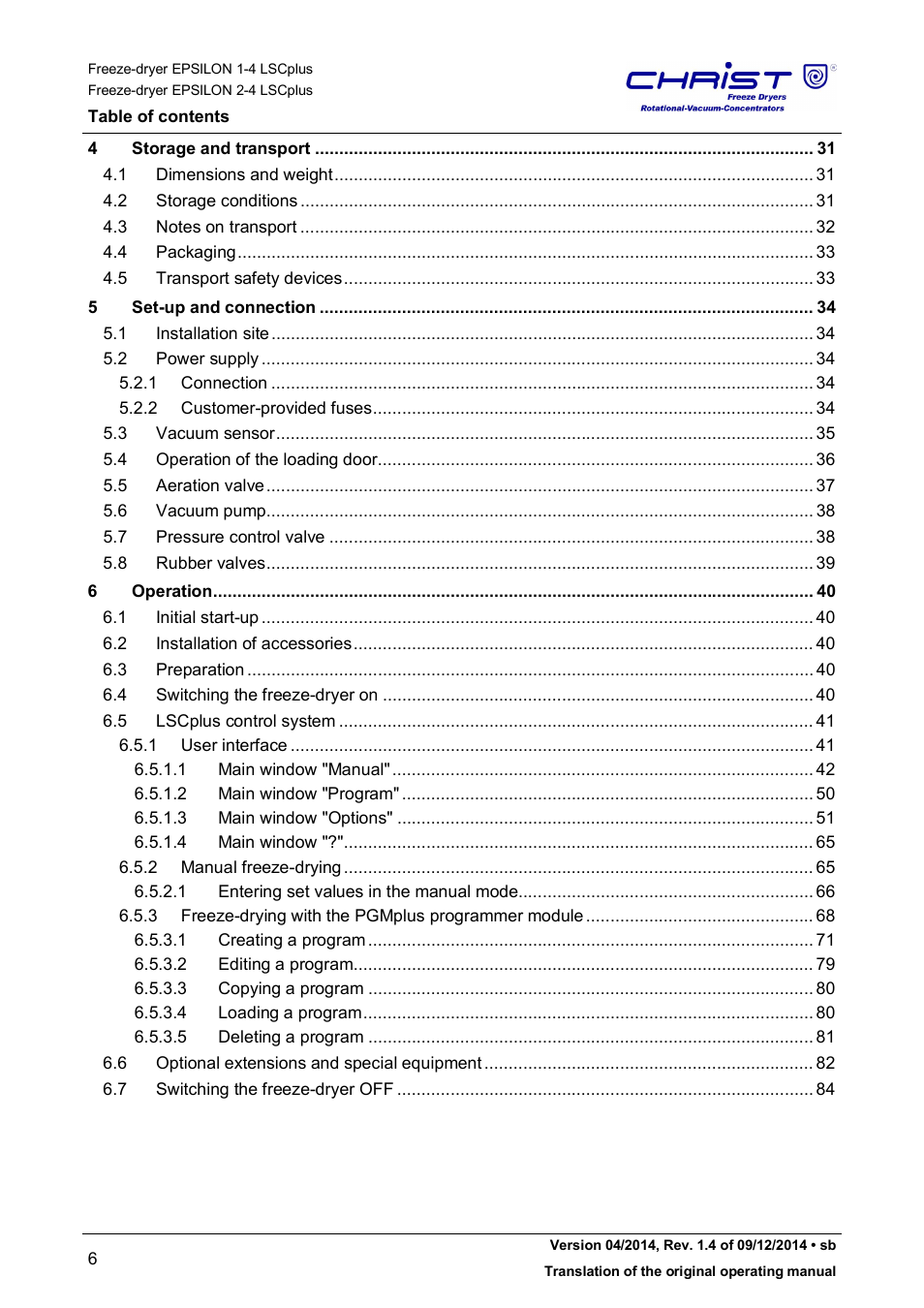 Martin Christ Epsilon 2-4 LSCplus User Manual | Page 6 / 131