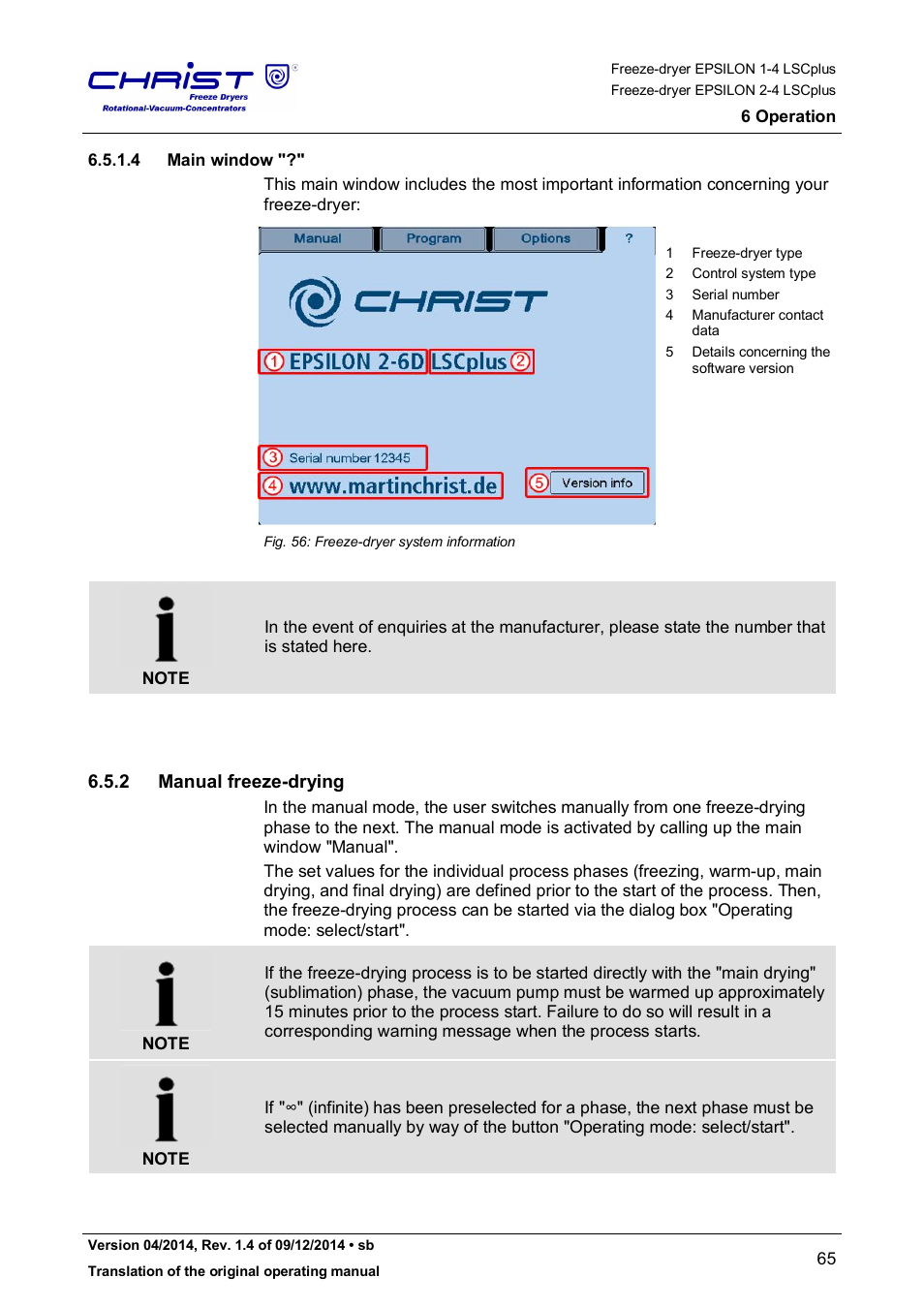 2 manual freeze-drying | Martin Christ Epsilon 2-4 LSCplus User Manual | Page 65 / 131