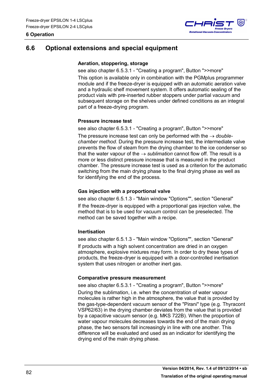 6 optional extensions and special equipment | Martin Christ Epsilon 2-4 LSCplus User Manual | Page 82 / 131