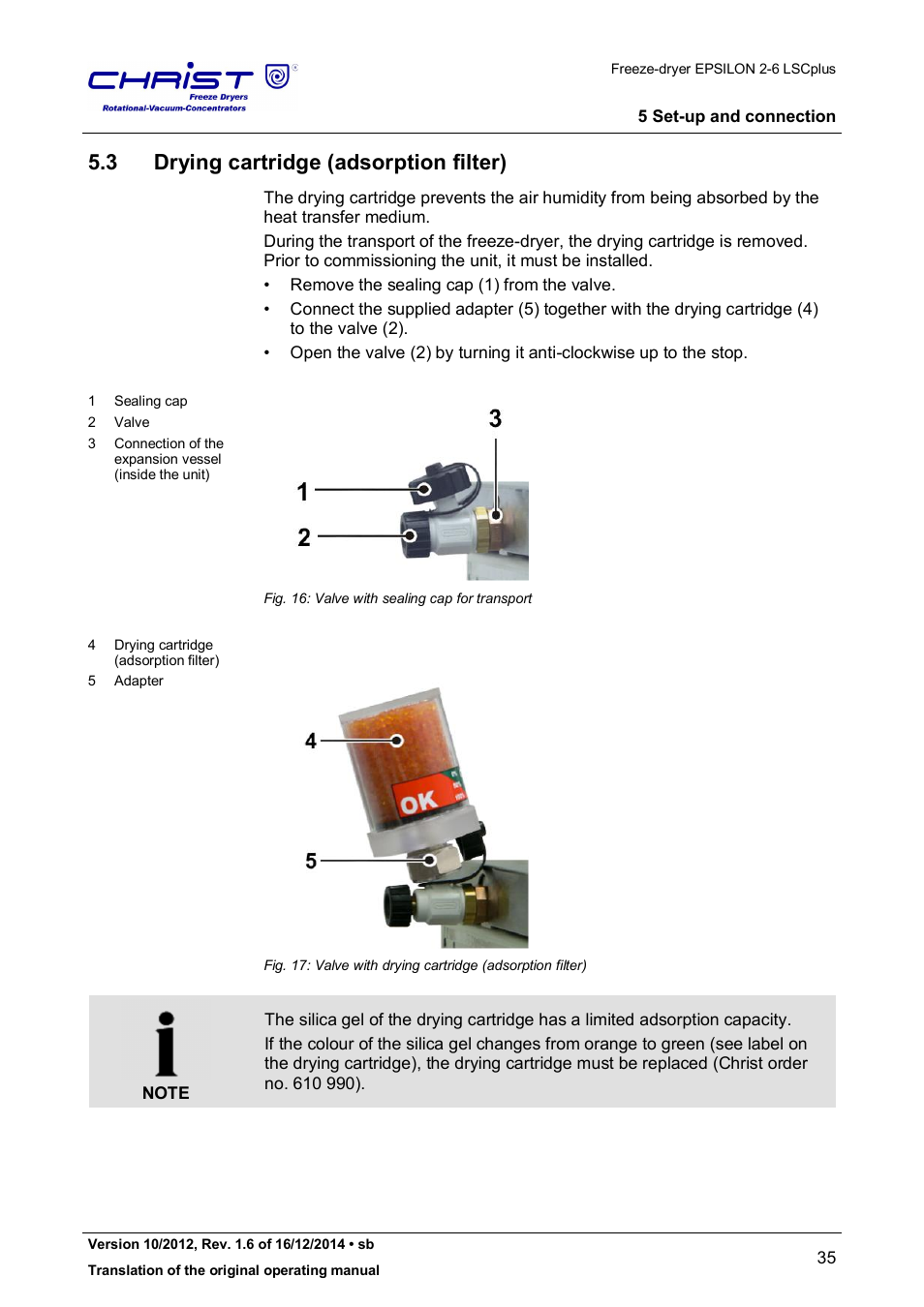 3 drying cartridge (adsorption filter) | Martin Christ Epsilon 2-6D LSCplus User Manual | Page 35 / 135