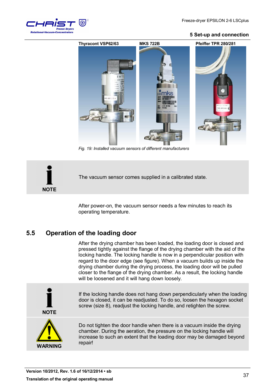 5 operation of the loading door | Martin Christ Epsilon 2-6D LSCplus User Manual | Page 37 / 135