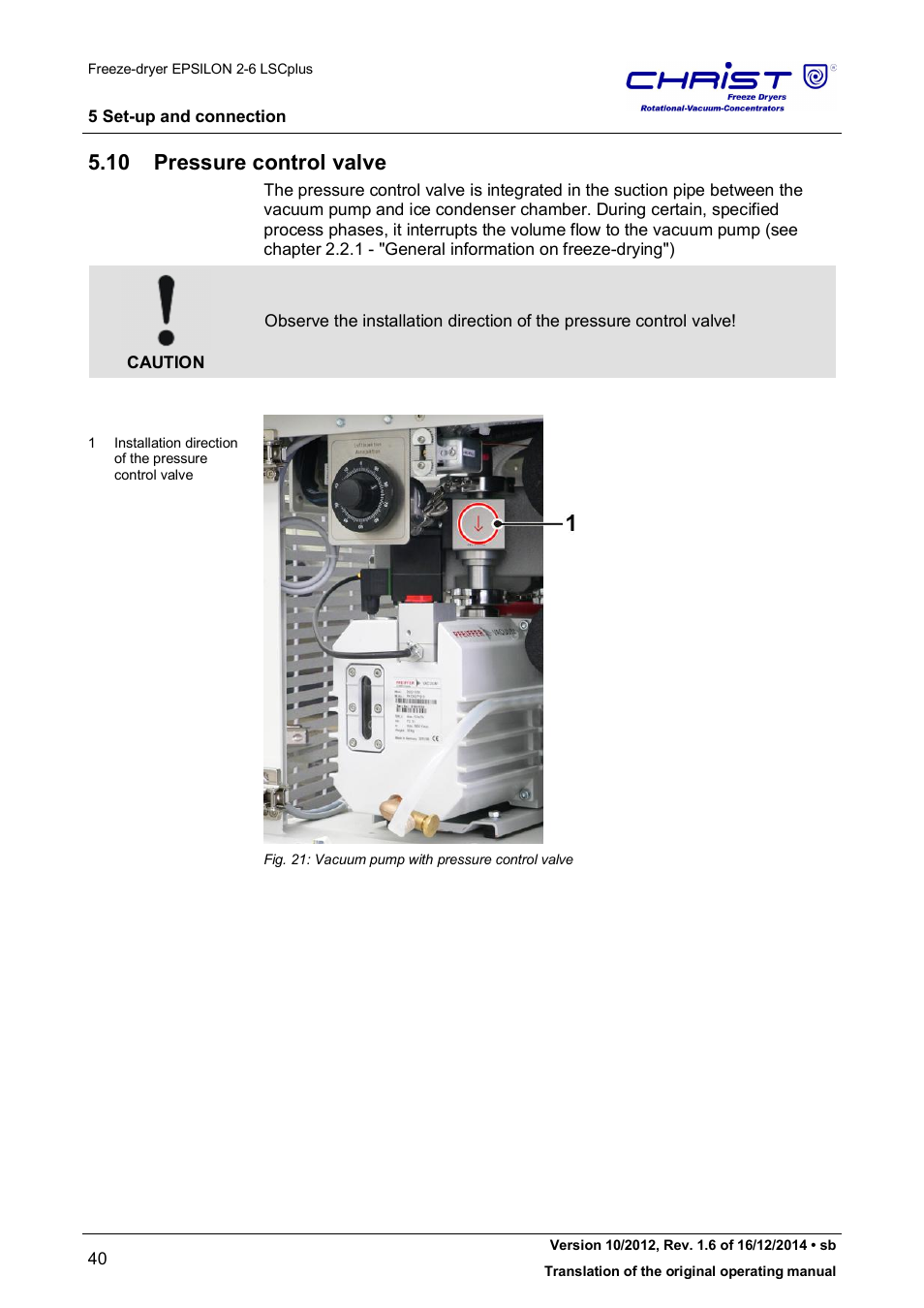 10 pressure control valve | Martin Christ Epsilon 2-6D LSCplus User Manual | Page 40 / 135