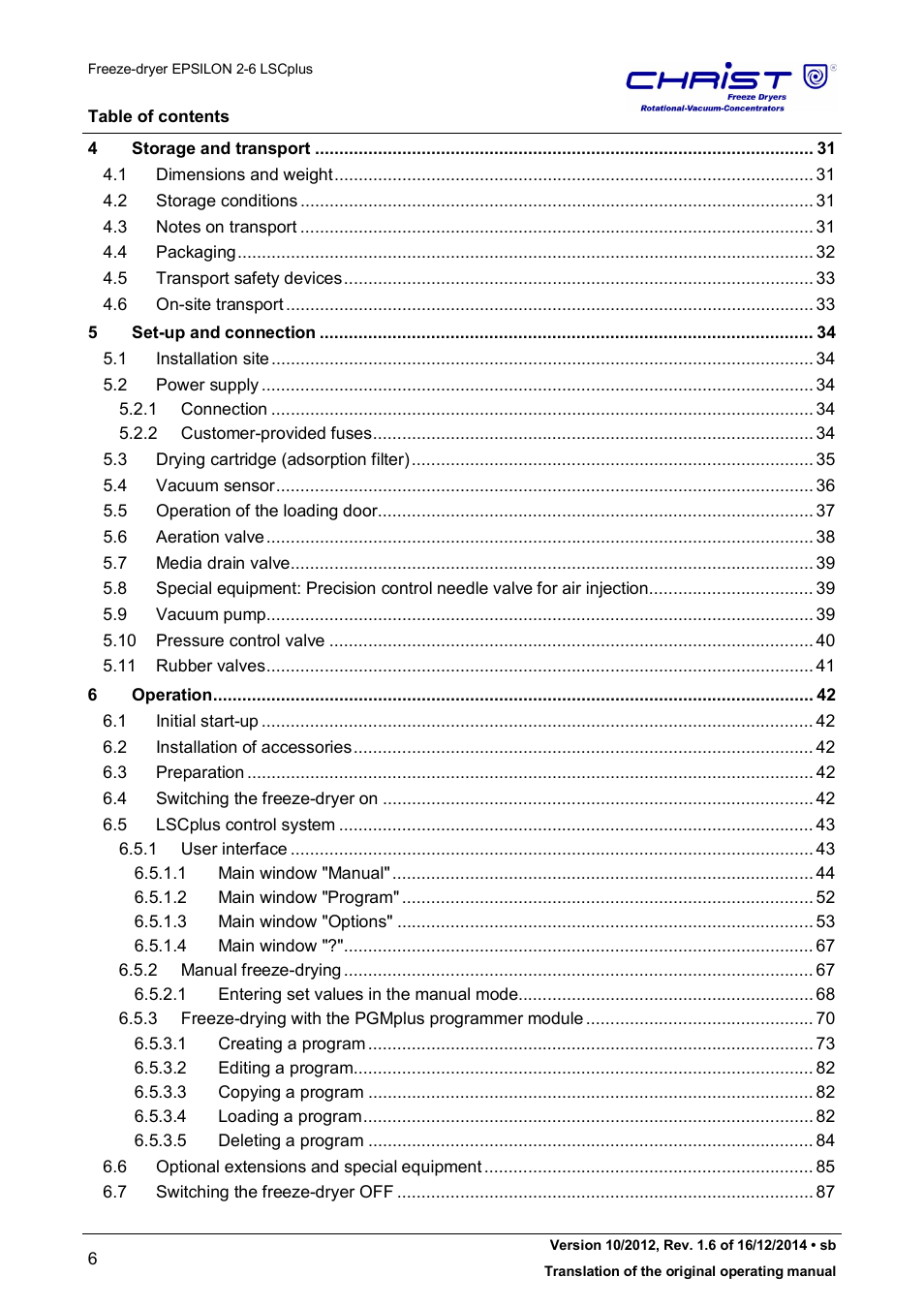 Martin Christ Epsilon 2-6D LSCplus User Manual | Page 6 / 135
