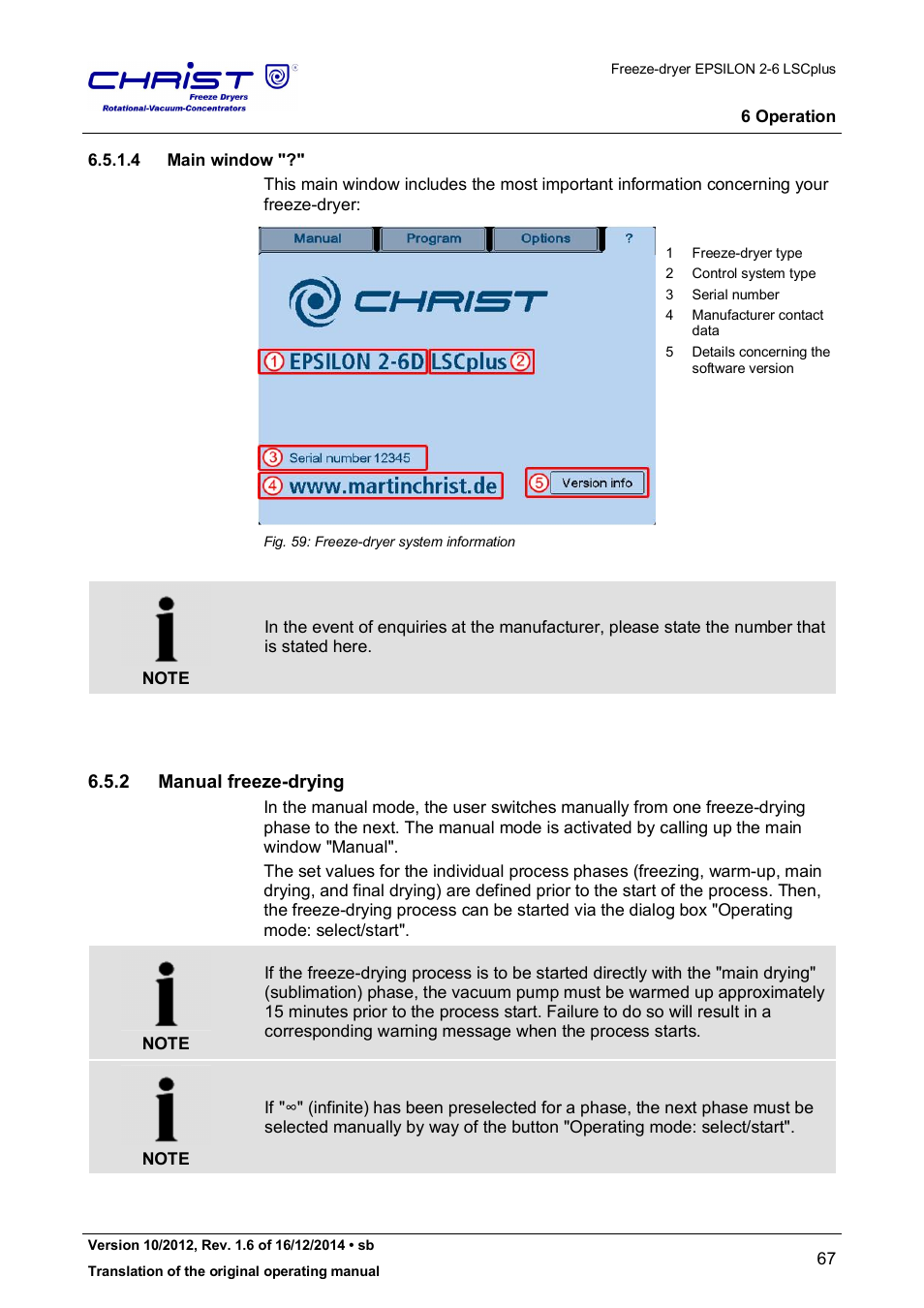 2 manual freeze-drying | Martin Christ Epsilon 2-6D LSCplus User Manual | Page 67 / 135