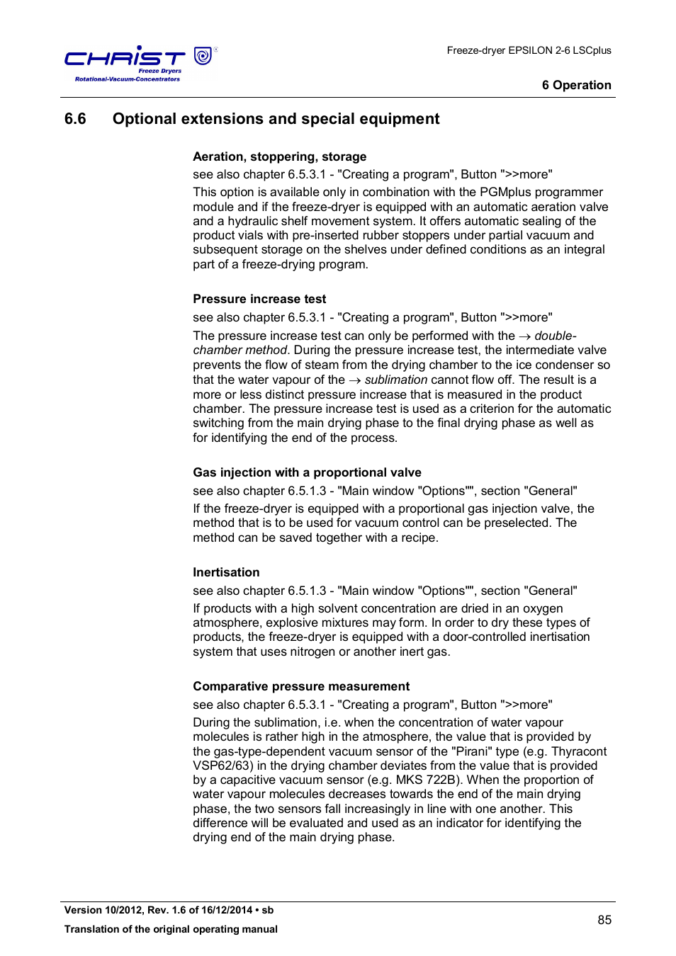 6 optional extensions and special equipment | Martin Christ Epsilon 2-6D LSCplus User Manual | Page 85 / 135
