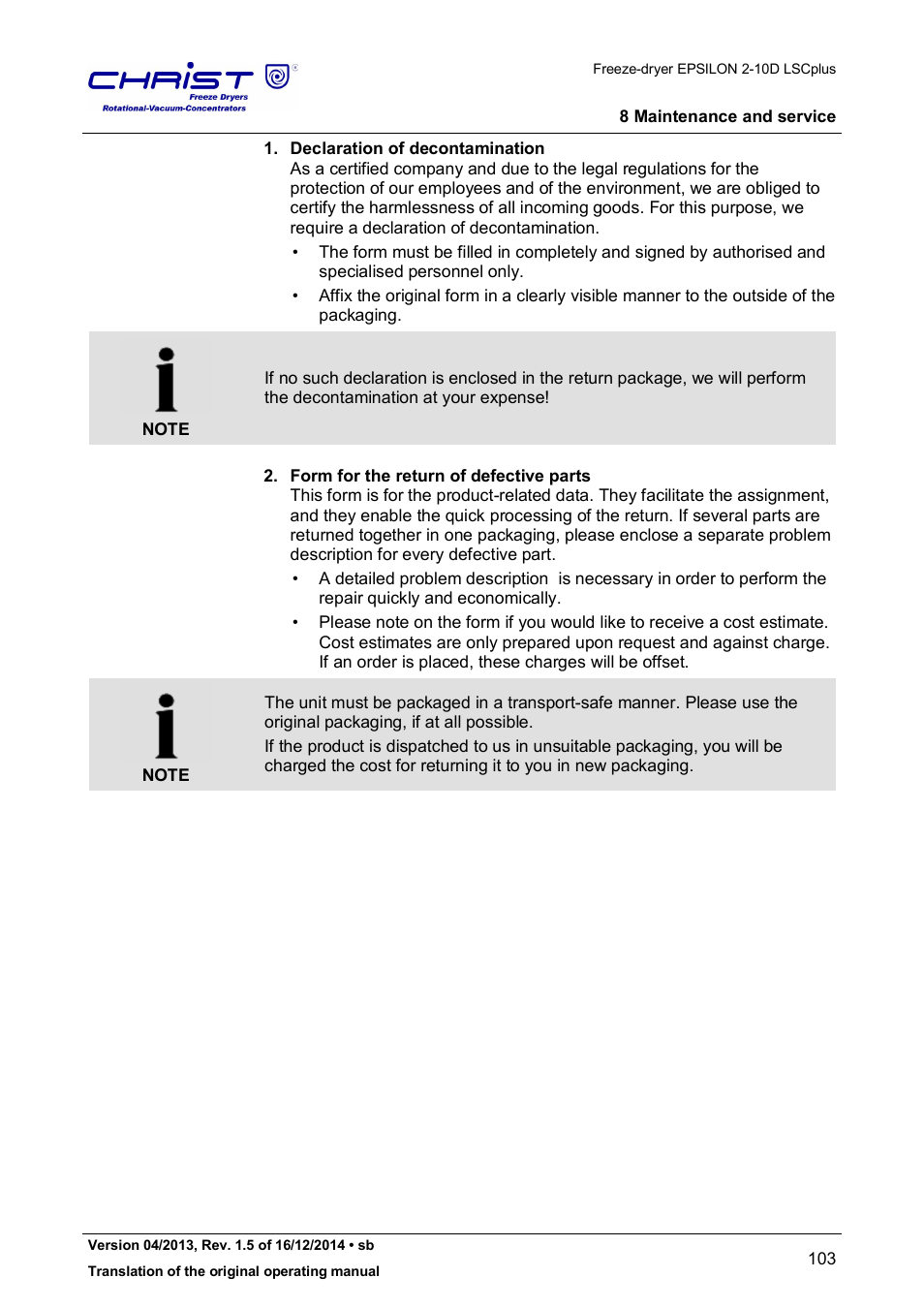 Martin Christ Epsilon 2-10D LSCplus User Manual | Page 103 / 135