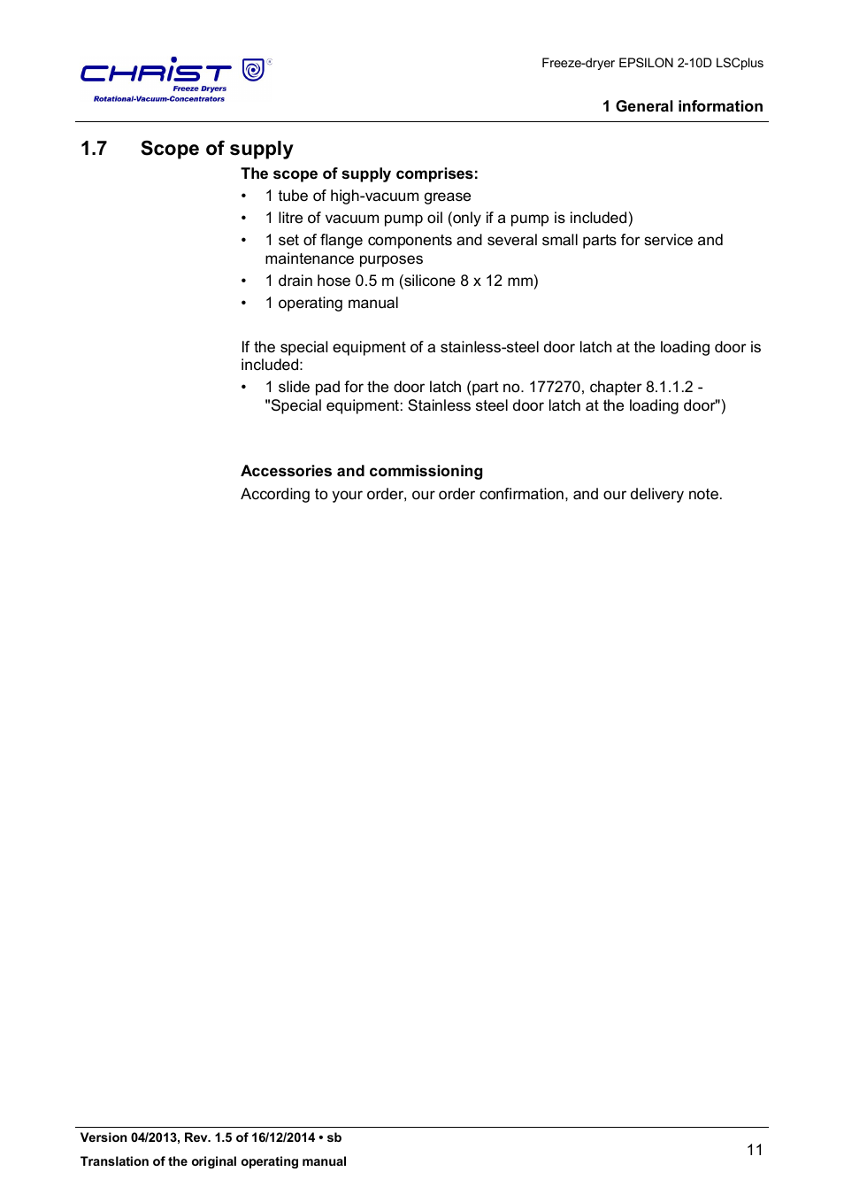 7 scope of supply | Martin Christ Epsilon 2-10D LSCplus User Manual | Page 11 / 135