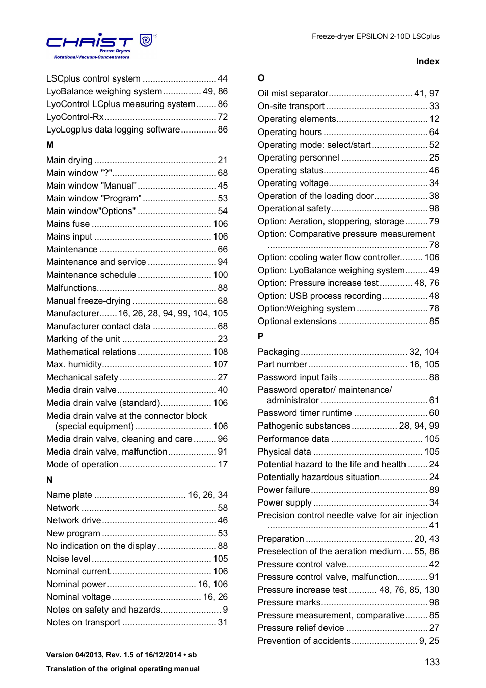 Martin Christ Epsilon 2-10D LSCplus User Manual | Page 133 / 135