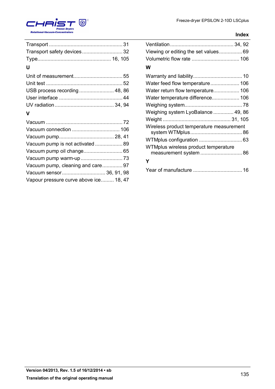 Martin Christ Epsilon 2-10D LSCplus User Manual | Page 135 / 135