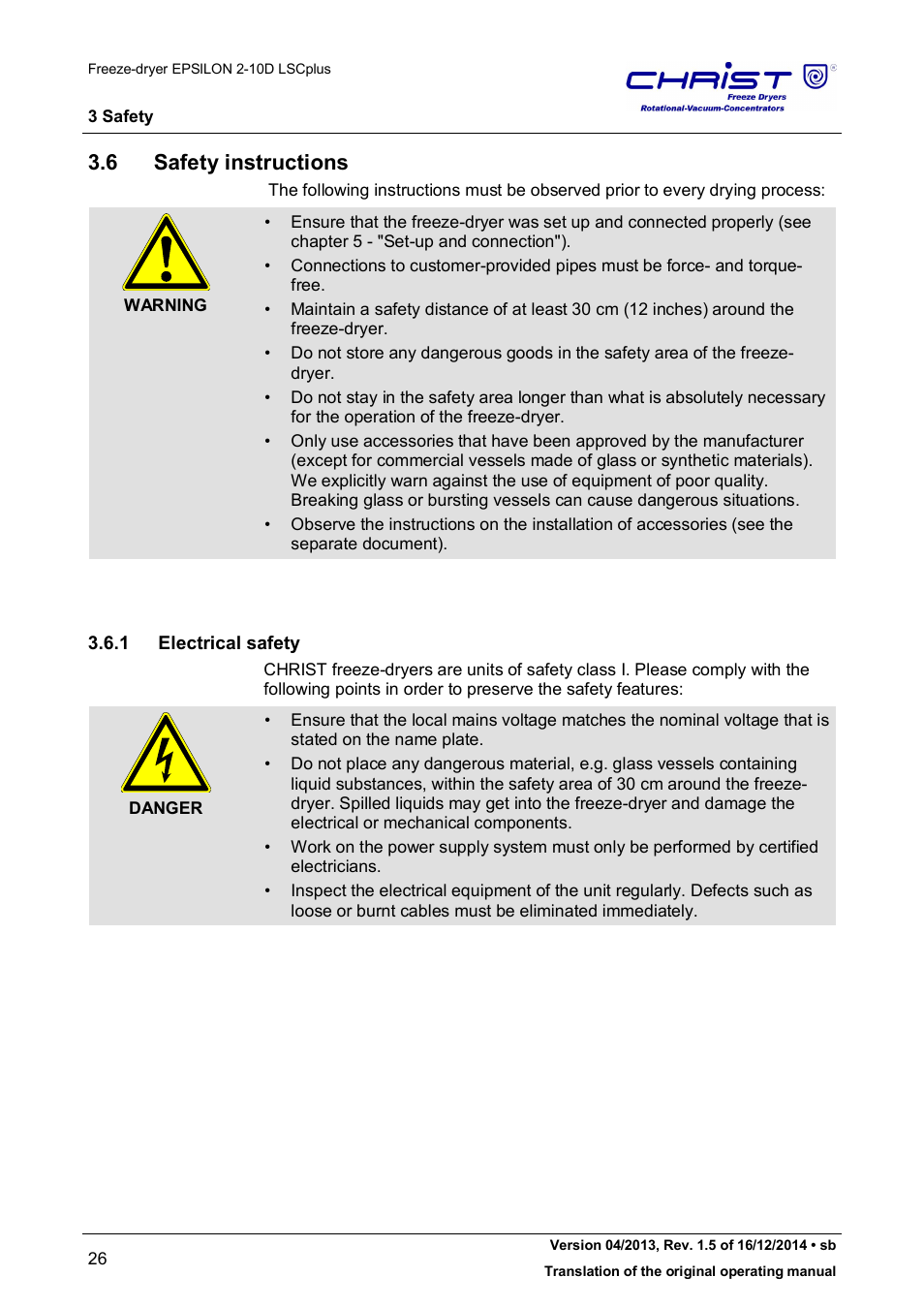 6 safety instructions | Martin Christ Epsilon 2-10D LSCplus User Manual | Page 26 / 135