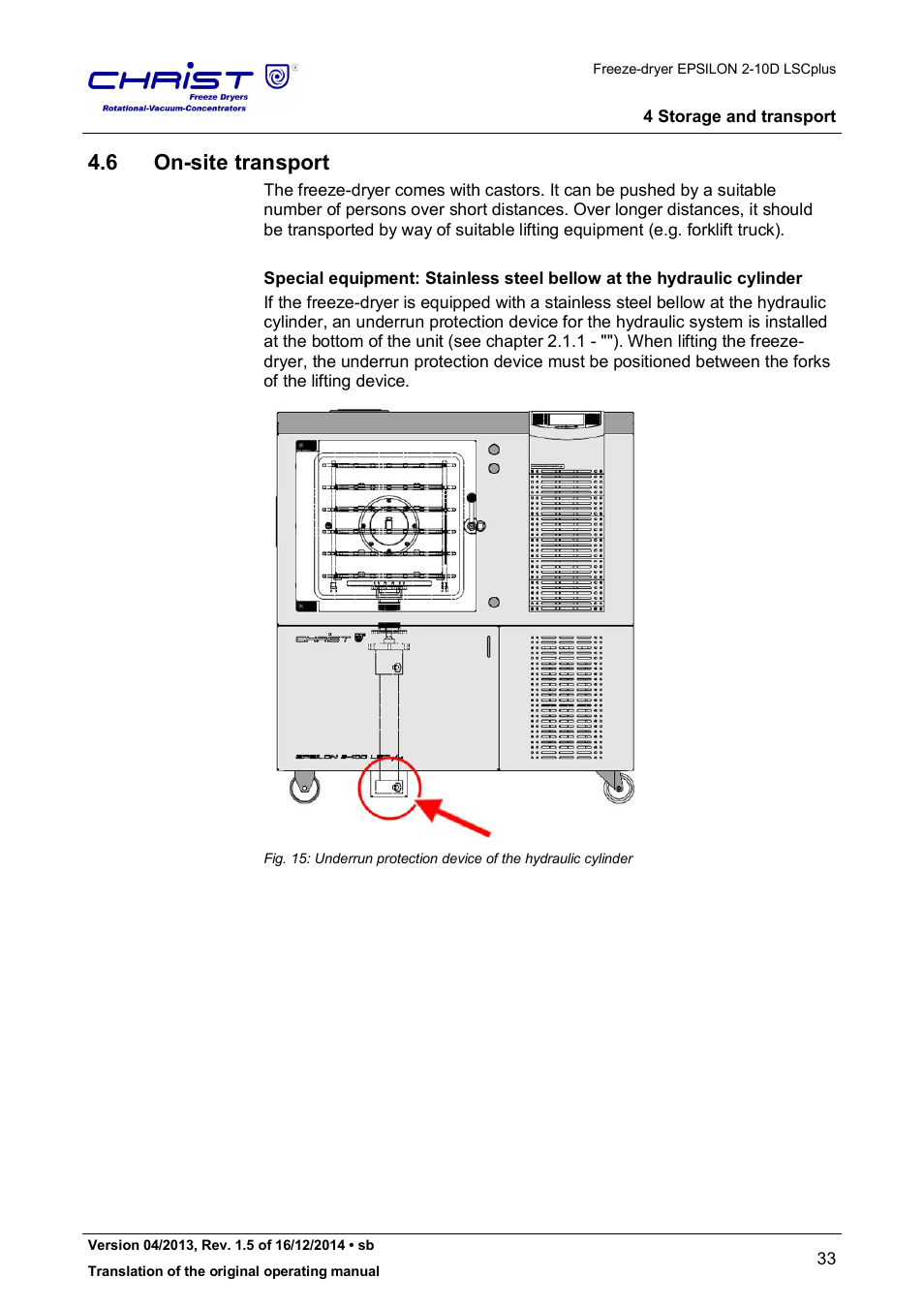 6 on-site transport | Martin Christ Epsilon 2-10D LSCplus User Manual | Page 33 / 135