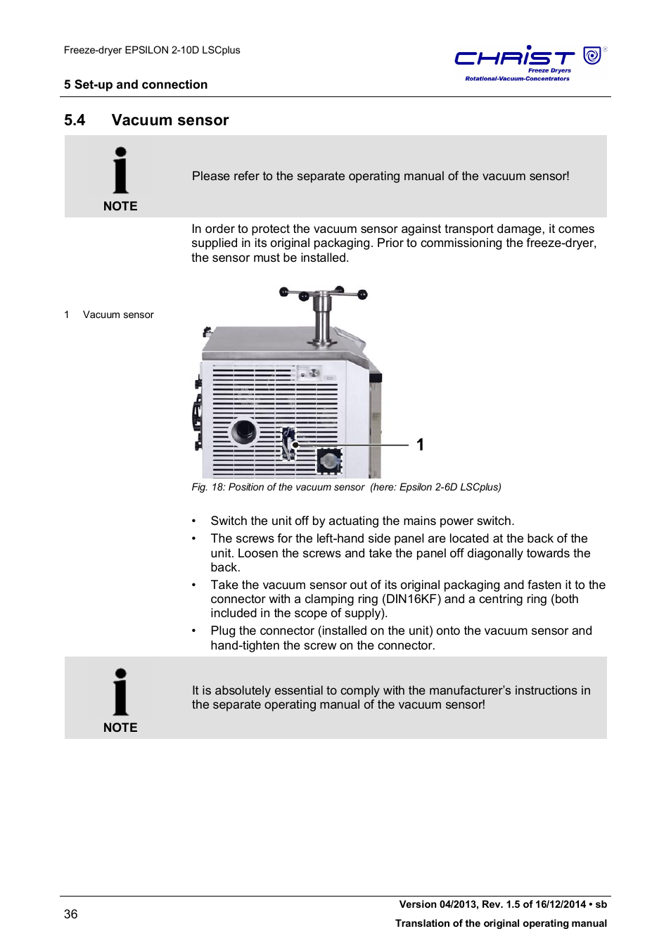 4 vacuum sensor | Martin Christ Epsilon 2-10D LSCplus User Manual | Page 36 / 135