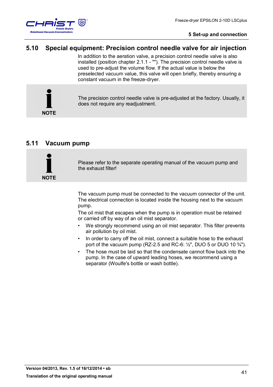 11 vacuum pump | Martin Christ Epsilon 2-10D LSCplus User Manual | Page 41 / 135