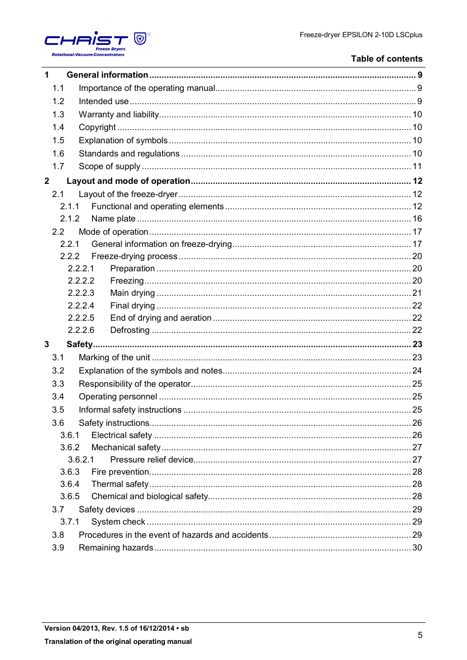 Martin Christ Epsilon 2-10D LSCplus User Manual | Page 5 / 135