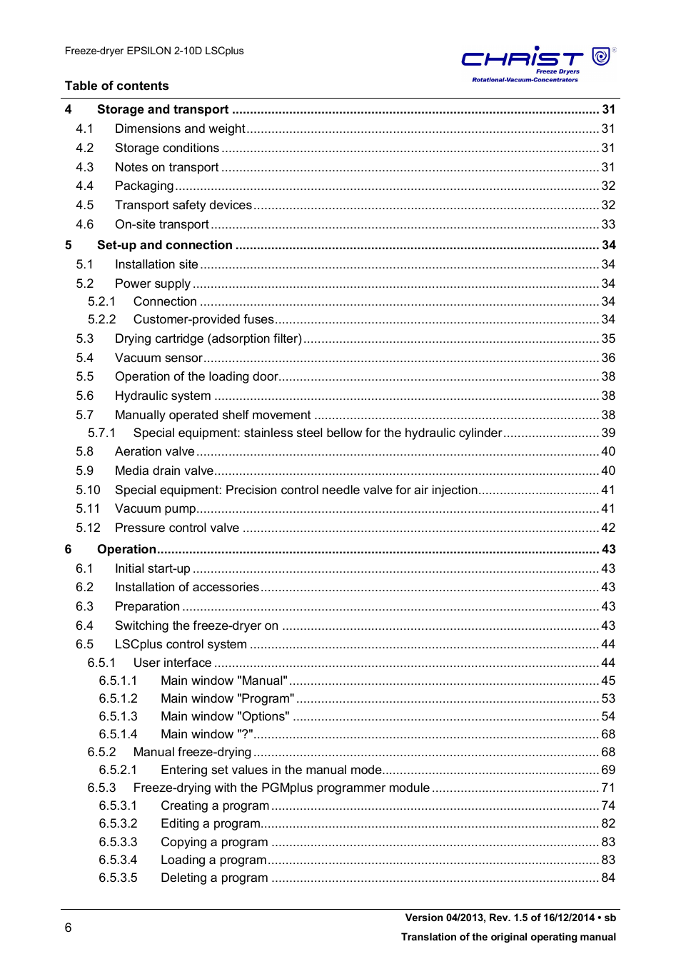 Martin Christ Epsilon 2-10D LSCplus User Manual | Page 6 / 135
