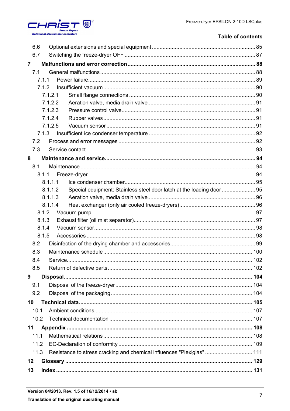 Martin Christ Epsilon 2-10D LSCplus User Manual | Page 7 / 135