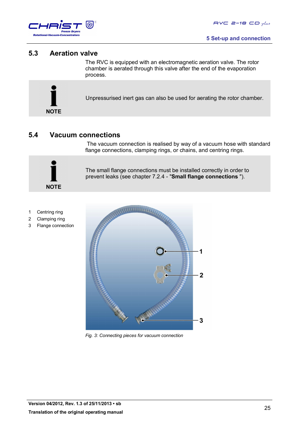 3 aeration valve, 4 vacuum connections | Martin Christ RVC 2-18 CDplus User Manual | Page 25 / 78