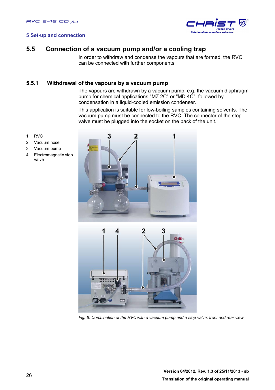 1 withdrawal of the vapours by a vacuum pump | Martin Christ RVC 2-18 CDplus User Manual | Page 26 / 78