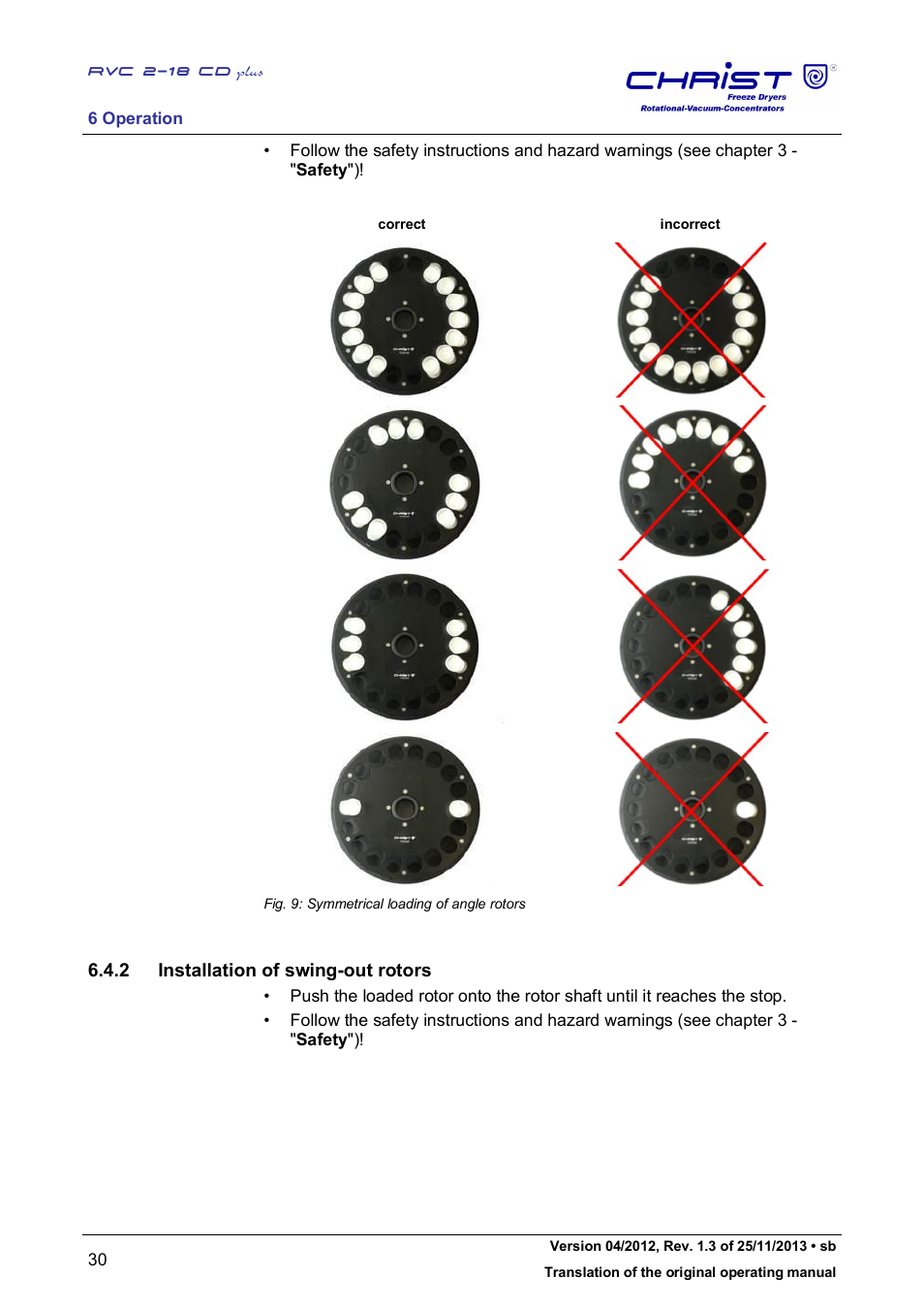 2 installation of swing-out rotors | Martin Christ RVC 2-18 CDplus User Manual | Page 30 / 78