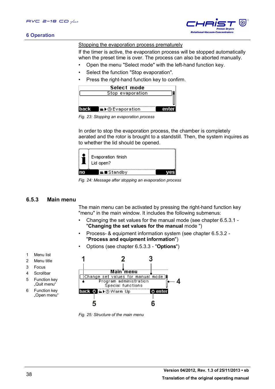 3 main menu | Martin Christ RVC 2-18 CDplus User Manual | Page 38 / 78