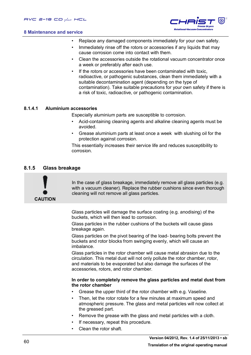 5 glass breakage | Martin Christ RVC 2-18 CDplus User Manual | Page 60 / 84
