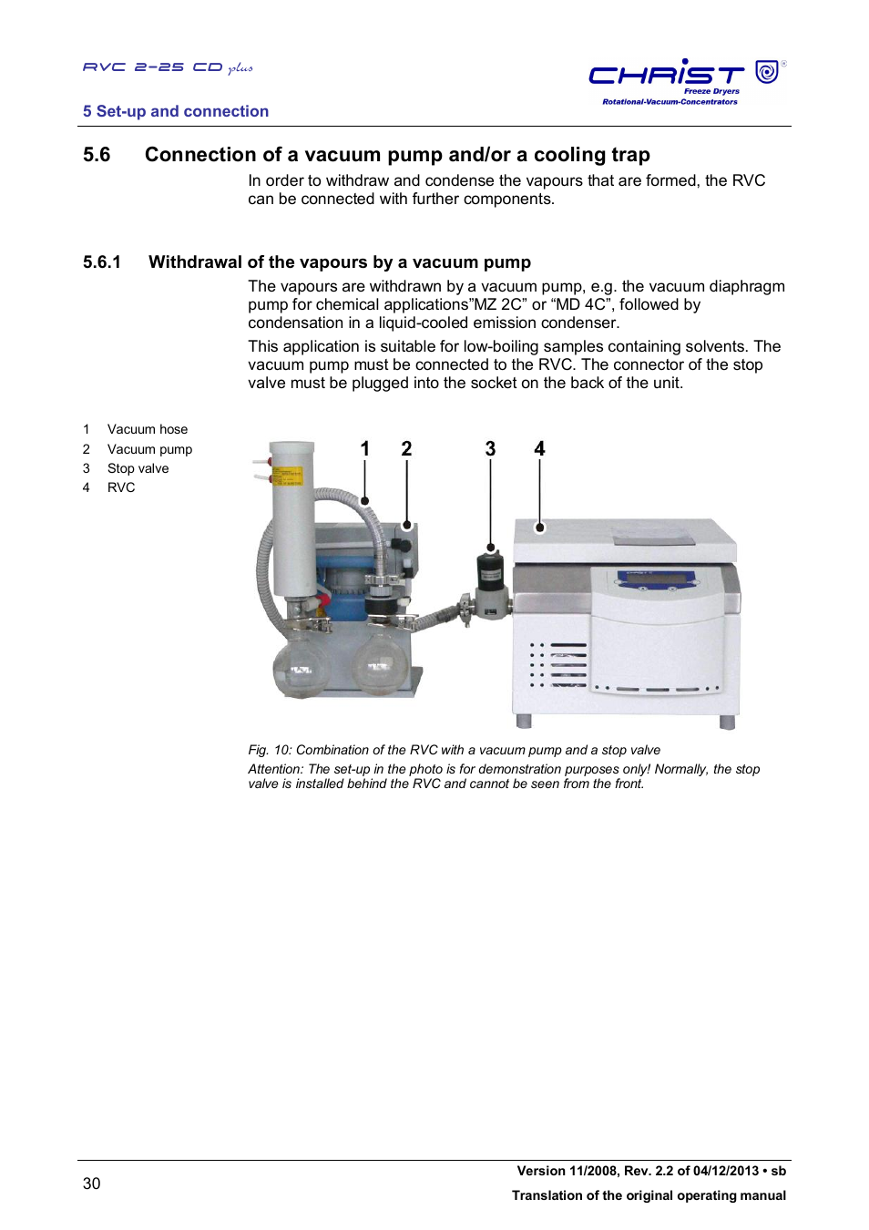 1 withdrawal of the vapours by a vacuum pump | Martin Christ RVC 2-25 CDplus User Manual | Page 30 / 86