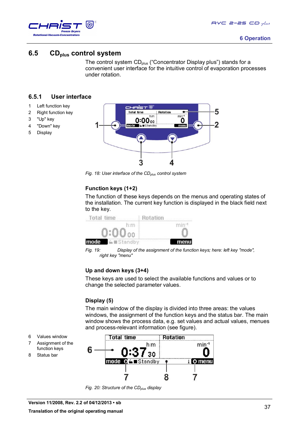 5 cd, Control system, 1 user interface | Martin Christ RVC 2-25 CDplus User Manual | Page 37 / 86