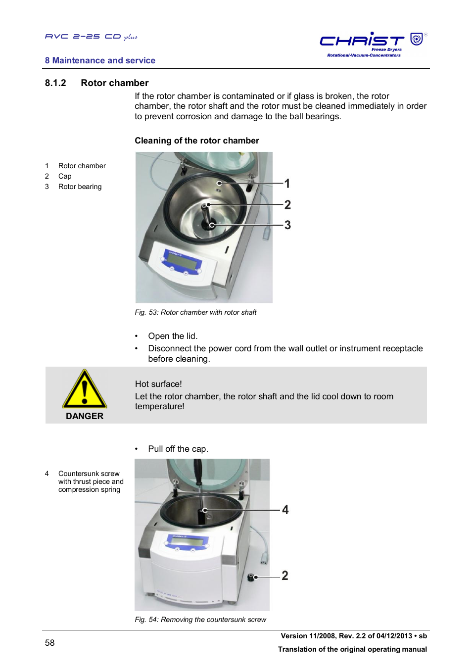 2 rotor chamber | Martin Christ RVC 2-25 CDplus User Manual | Page 58 / 86