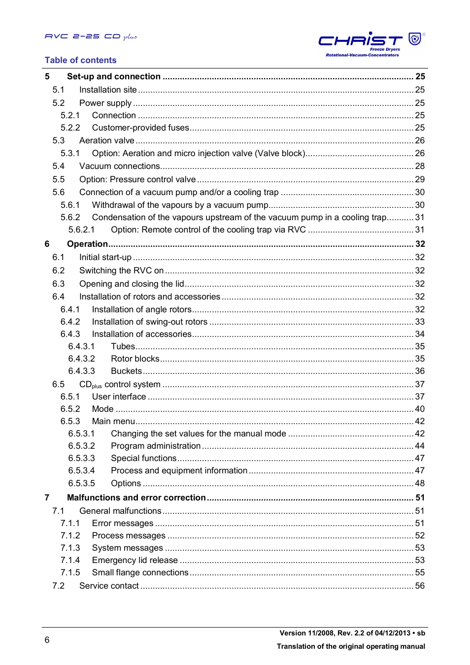 Martin Christ RVC 2-25 CDplus User Manual | Page 6 / 86