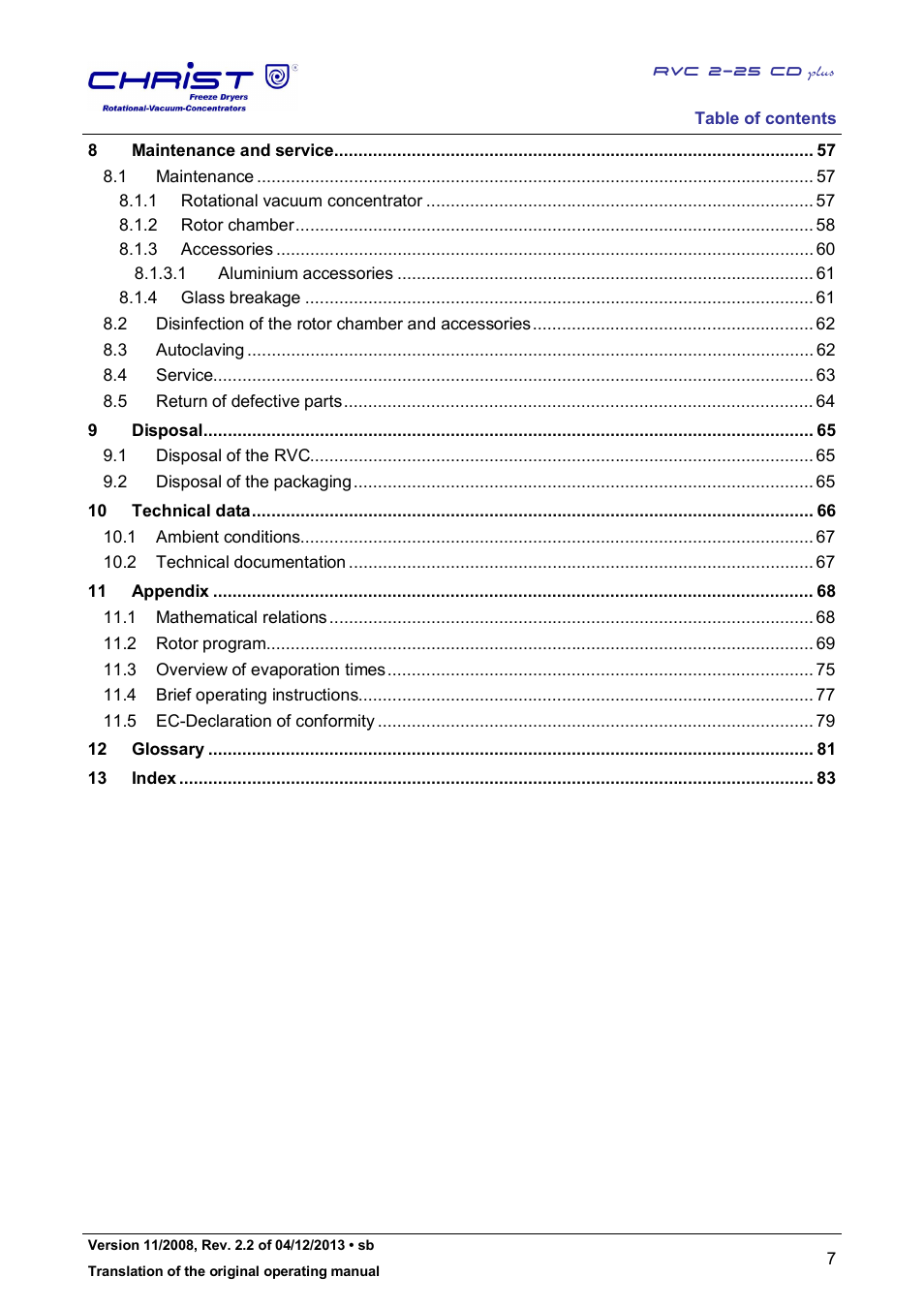 Martin Christ RVC 2-25 CDplus User Manual | Page 7 / 86